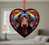 Dachshund Black Stained Glass Effect Heart Suncatcher